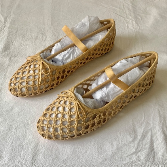 Loeffler Randall Leonie Woven Ballet Flats Natural 7.5 - Picture 2 of 9